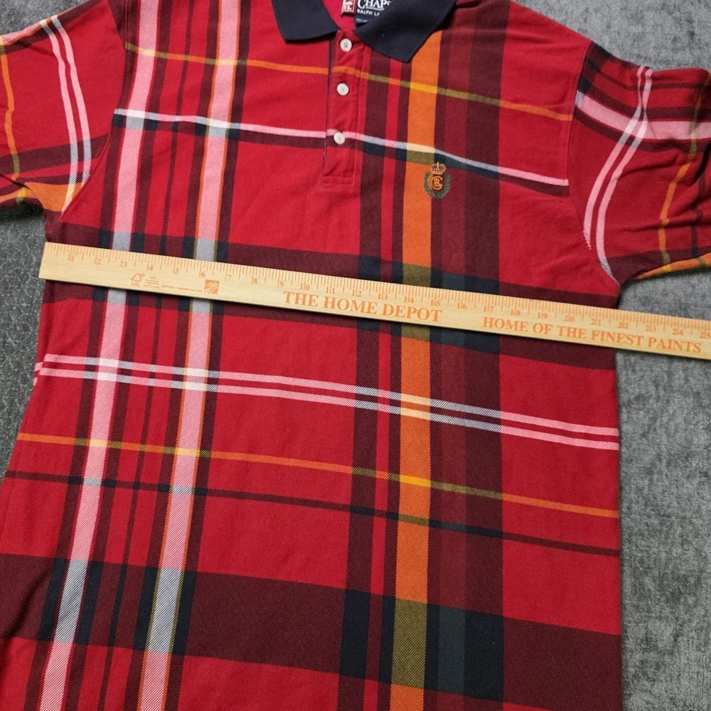 Vtg Chaps Ralph Lauren Polo Shirt Mens XL Red Plaid Long Sleeve Thick Crest Logo